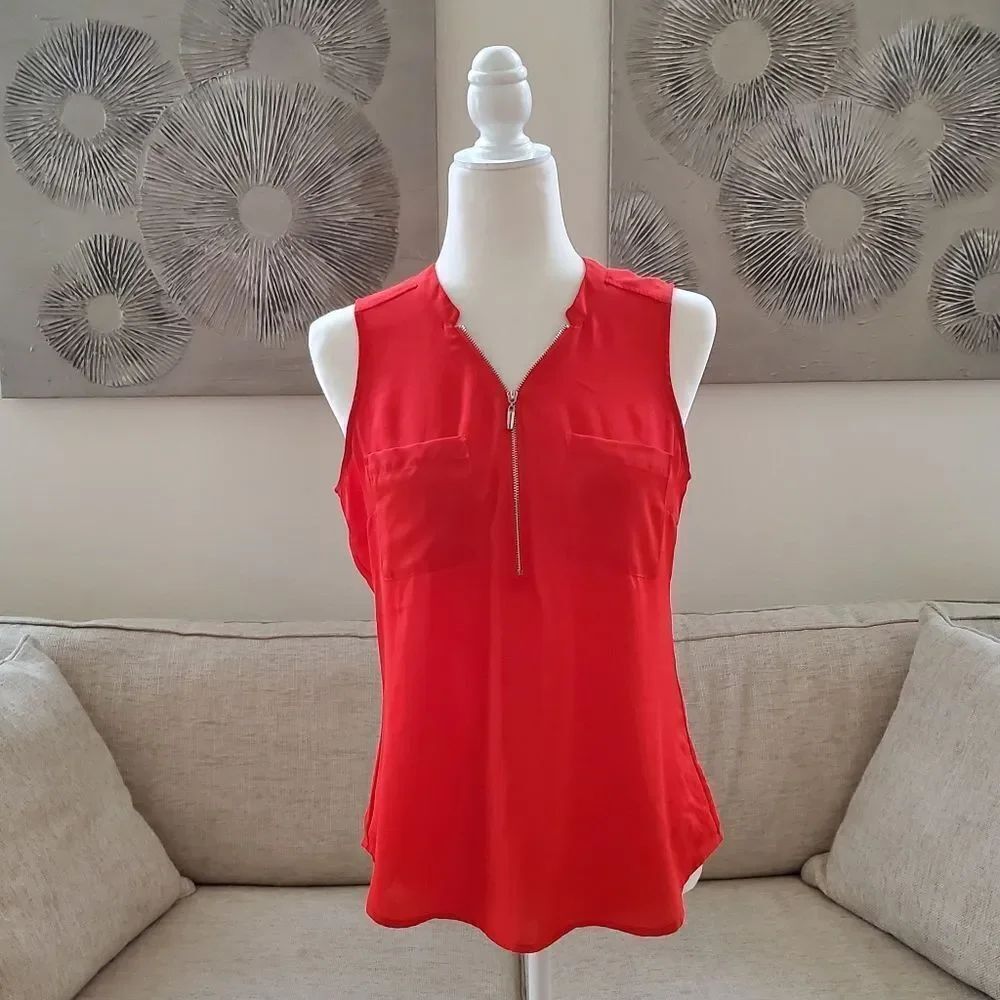 Soho Jeans New York & Company Sleeveless 1/2 Zip Blouse Sz Small